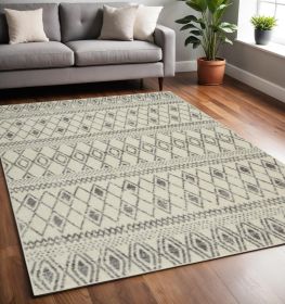 5' X 7' Gray Geometric Berber Power Loom Area Rug