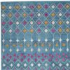 5' X 7' Blue And Orange Geometric Dhurrie Area Rug