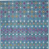 5' X 7' Blue And Orange Geometric Dhurrie Area Rug