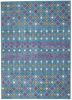 5' X 7' Blue And Orange Geometric Dhurrie Area Rug