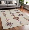 5' X 7' Ivory Geometric Berber Area Rug