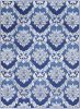 4' X 6' Blue Floral Dhurrie Area Rug