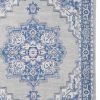 4' X 6' Blue Gray Floral Dhurrie Area Rug