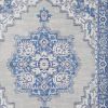 5' X 7' Blue Gray Floral Dhurrie Area Rug