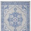 5' X 7' Blue Gray Floral Dhurrie Area Rug