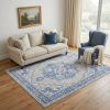 5' X 7' Blue Gray Floral Dhurrie Area Rug