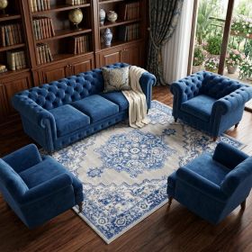 6' X 9' Blue Gray Floral Dhurrie Area Rug