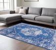 6' X 9' Navy Blue Floral Dhurrie Area Rug