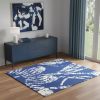 4' X 6' Navy Blue Floral Dhurrie Area Rug