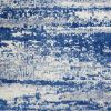 5' X 7' Blue And Ivory Ombre Dhurrie Area Rug
