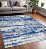 5' X 7' Blue And Ivory Ombre Dhurrie Area Rug