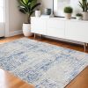4' X 6' Blue Gray Abstract Dhurrie Area Rug