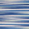 4' X 6' Blue And White Striped Dhurrie Area Rug