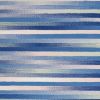 5' X 7' Blue And White Striped Dhurrie Area Rug