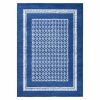 5' X 7' Navy Blue Geometric Dhurrie Area Rug