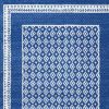 6' X 9' Navy Blue Geometric Dhurrie Area Rug