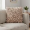 20" Pale Pink Shaggy Beads Square Throw Pillow