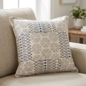 Indigo And Ivory Geometric Throw Pillow