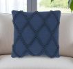 Navy Blue Textured Lattice Throw Pillow