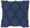 Navy Blue Textured Lattice Throw Pillow