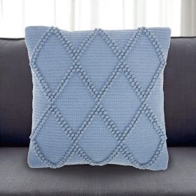 Soft Blue Textured Lattice Throw Pillow