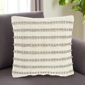 Light Gray And Ivory Textured Stripes Throw Pillow