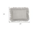 16" X 24" Gray Pillow With Ruffled Edges