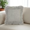 24" Light Gray Pillow With Ruffled Edges