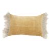 Wide Tasseled Marble Yellow Lumbar Pillow
