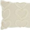 Whimsical Heart Detail Off White Lumbar Pillow