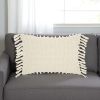 Tassel Detailed White Lumbar Pillow