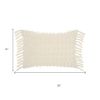 Tassel Detailed White Lumbar Pillow