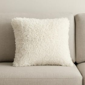 Fluffy White Shag Accent Throw Pillow