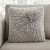 Plush Grey Shag Accent Throw Pillow