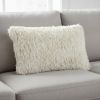 Long Ivory Shag Throw Pillow
