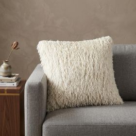 Square Ivory Shag Throw Pillow