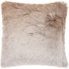 Plush Beige Silver Accent Throw Pillow