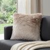 Plush Beige Silver Accent Throw Pillow
