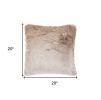 Plush Beige Silver Accent Throw Pillow