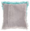 20" Turquoise and Silver Ombre Faux Fur Throw Pillow