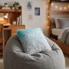 20" Turquoise and Silver Ombre Faux Fur Throw Pillow