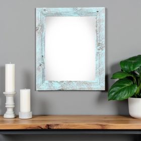 14" X 18" Rustic Farmhouse Light Aqua Blue Wood Frame