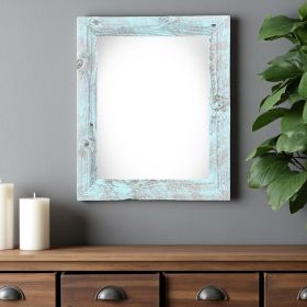 16" X 20" Rustic Farmhouse Light Aqua Blue Wood Frame