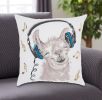 18" Teal and White Cotton Throw Pillow