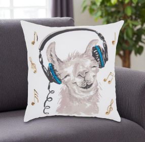 18" Teal and White Cotton Throw Pillow