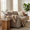 Beige Faux Fur Ombre Plush Throw