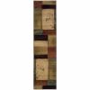 2' X 8' Beige And Brown Floral Block Pattern Runner Rug