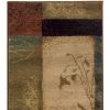 2' X 8' Beige And Brown Floral Block Pattern Runner Rug