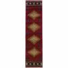 2' X 8' Red And Beige Ikat Pattern Runner Rug