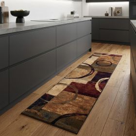 2' X 8' Brown And Black Abstract Geometric Runner Rug